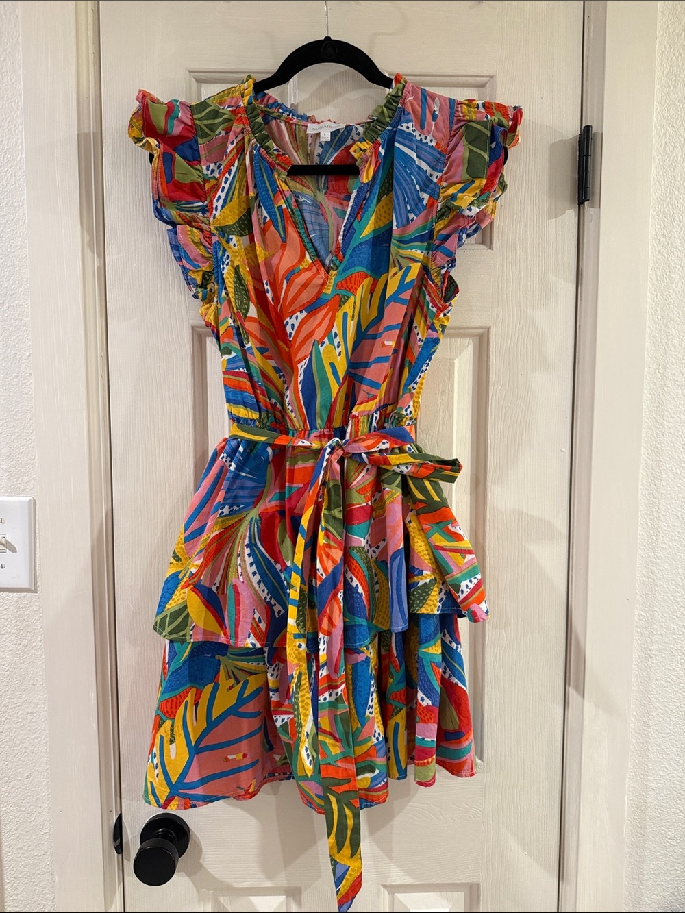 Sugar Lips Colorful Tropical Print Ruffle Dress | Size L